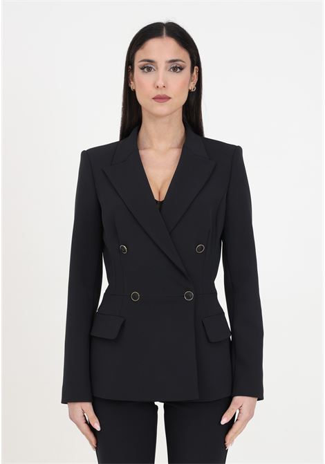 Black double-breasted women's blazer with buttons ELISABETTA FRANCHI | GI07341E2110